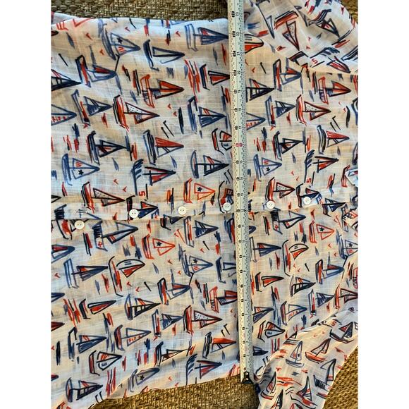 Bon Worth Red white blue sailing theme short sleeve blouse SZ Petite Large - Picture 6 of 8